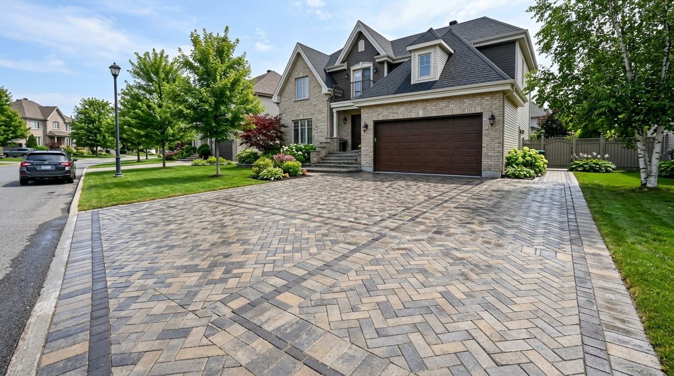Patio pavé uni à Sutton