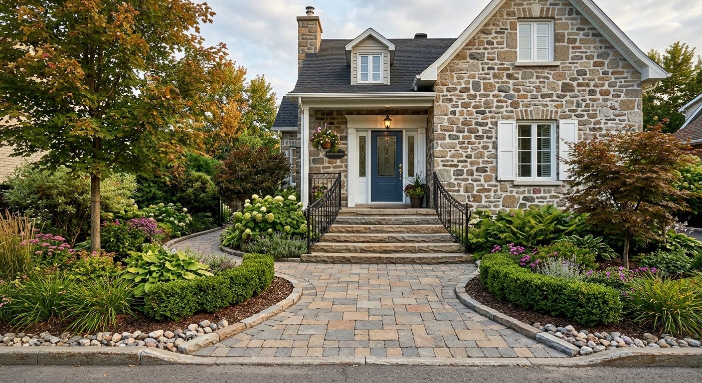 Entrée pavé uni installée à Amos, Québec